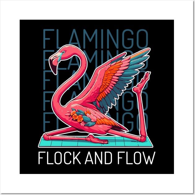 Funny flamingo yoga Wall Art by Create Magnus